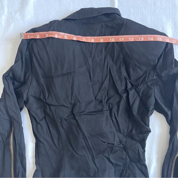 Shox Moto Jacket Asymmetrical Ziper Biker Blazer Ribbed Pointed Waist Womens M - Picture 7 of 8